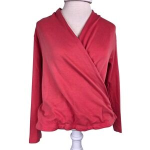Maeve Anthropologie Eloise Drape Wrap Top Red Romantic Surplice Blouse M Casual
